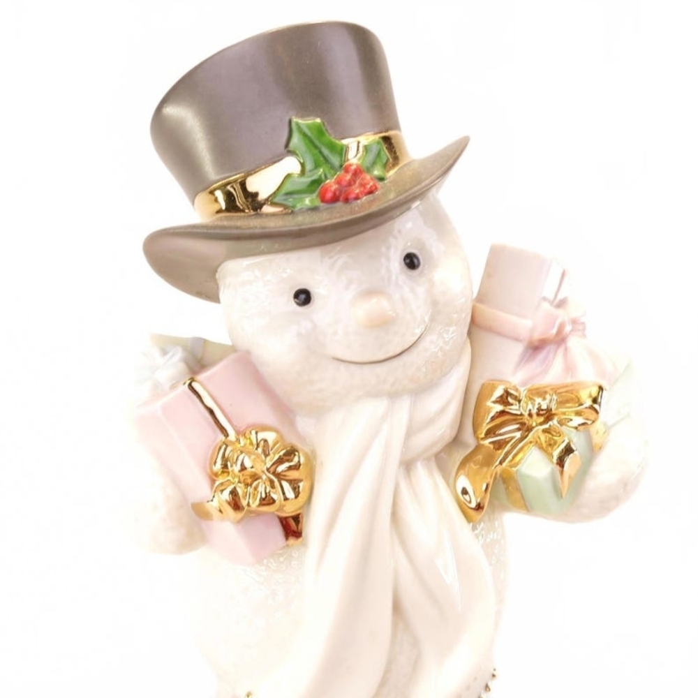Festive Snowman Figurine with Gold Accents